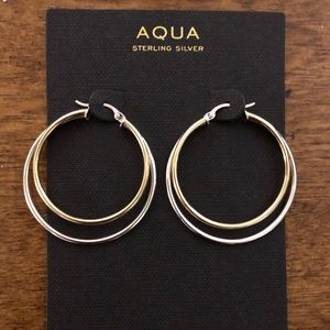 Aqua two toned hoop earrings